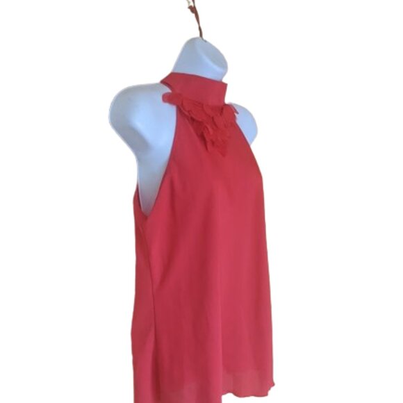 --- Red Halter Style Tye Front Tank Blouse Size Large - Picture 3 of 4